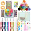 Knitiss Crochet Kits with Case, Beginner Crochet Set Includes 15 Yarn Skeins & 12 Ergonomic Crochet Hooks