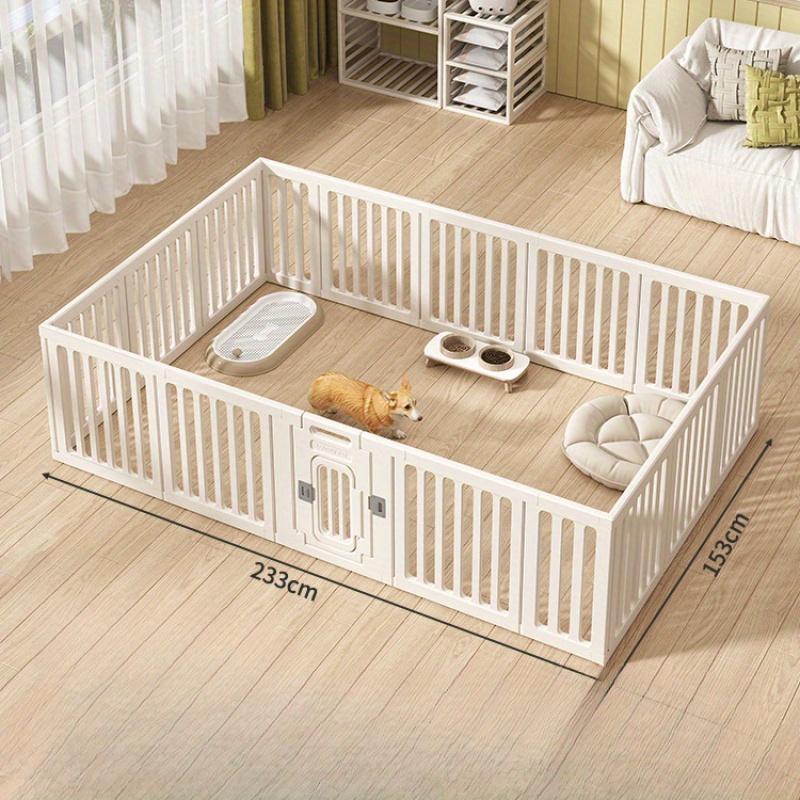 Modulares Haustierlaufgitter, Kunststoff-Tierzaun für drinnen/draußen, kleiner/mittelgroßer Hundekäfig, Kaninchengehege mit Tür, sicher