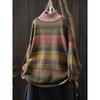 Winter Women's Colorful Striped Oversized Knit Sweater with Half-High Collar