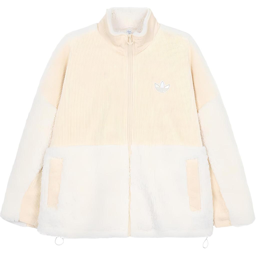 Adidas Originals Trefoil Colorblock Logo Embroidery Zip-Up Stand Collar Jacket Women Outerwear White HY4255
