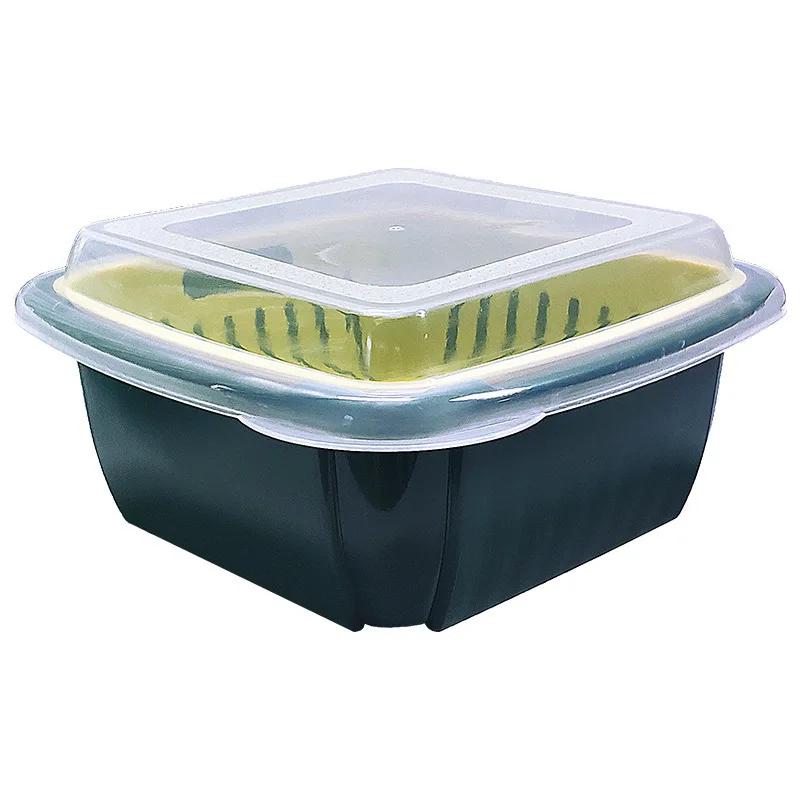 3 In 1 Double Layer Drain Basket Box with Lid Multifunction Refrigerator Crisper Storage Container Vegetable Organizer