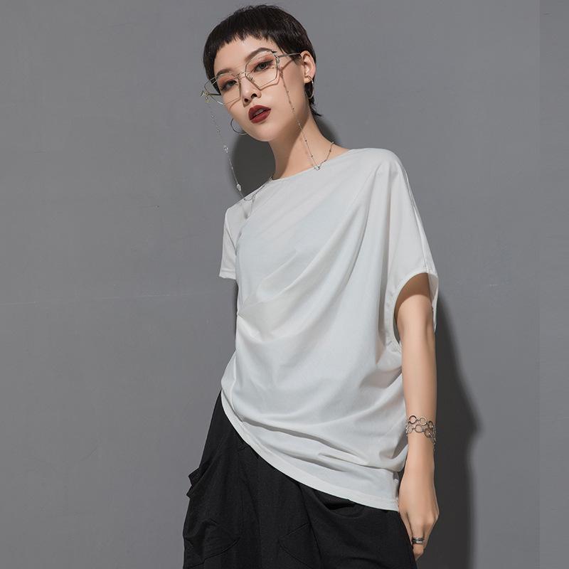 Trendy Asymmetrical Bat Sleeve T-Shirt - Summer Women's Niche Design