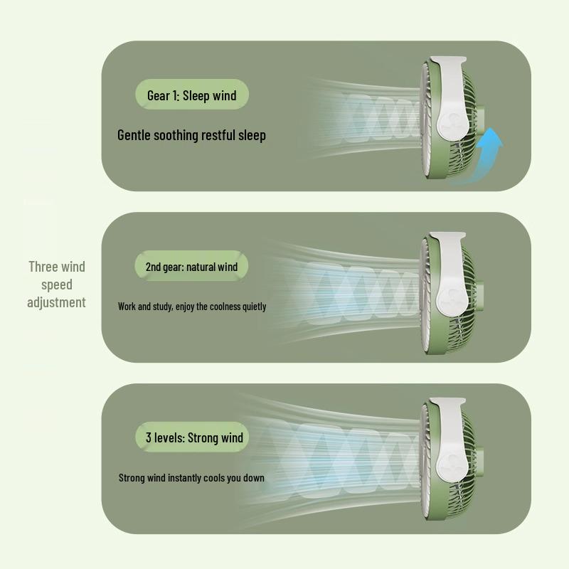 4-in-1 Wall-Mounted Fan: Cordless, Drill-Free Installation, Portable, Silent Cooling, Hanging Design