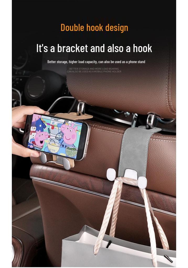 Suede Metal Car Seat Back Hook & Organizer
