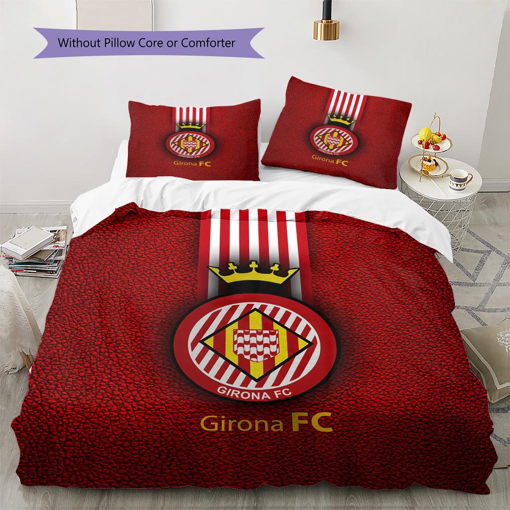 Girona FC Football Club  Pattern Bedding Quilt Set  Home Decoration  Gift (1 * duvet cover + 2 * pillowcase  without core)