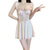 Satin-Schlafanzug-Set mit tiefem V-Ausschnitt und Brustpolsterung für entspannende Nachtwäsche für Damen