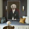 Vintage Classy Dog Impersonate Wall Art Posters Prints Animal Wearing Coat Canvas Painting Wall Picture for Living Room Decor