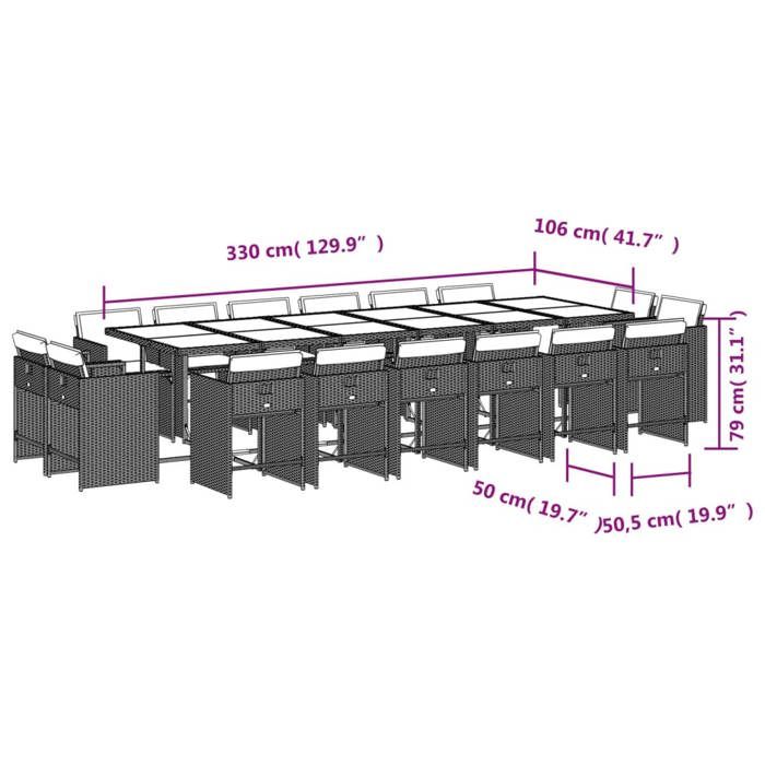 VidaXL Ensemble à manger de jardin 17 pcs et coussins résine tressée 3278011
