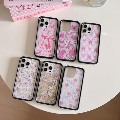 Wildflower 3D Hart Liefde Bloem Kersentaart Hoesje Voor iPhone 15 14 13 12 16 Pro Max WF Fashion Meisje Strik Ballet Dansschoenen Cover