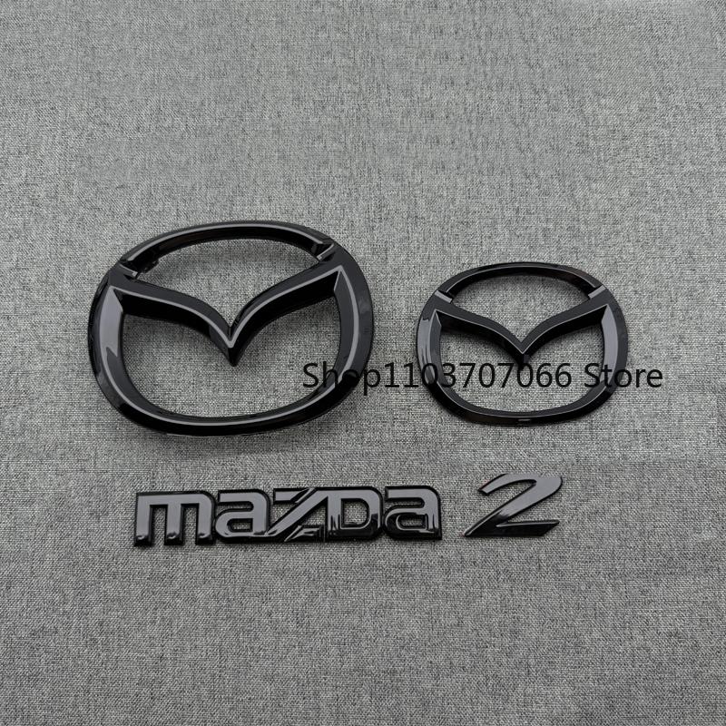 Car Front Trunk Bright black Emblem for Mazda 2 Mazda2 3D Body Replaced Sticker Rear Tail Refitting Decoration Logo Hood Badge JYE3