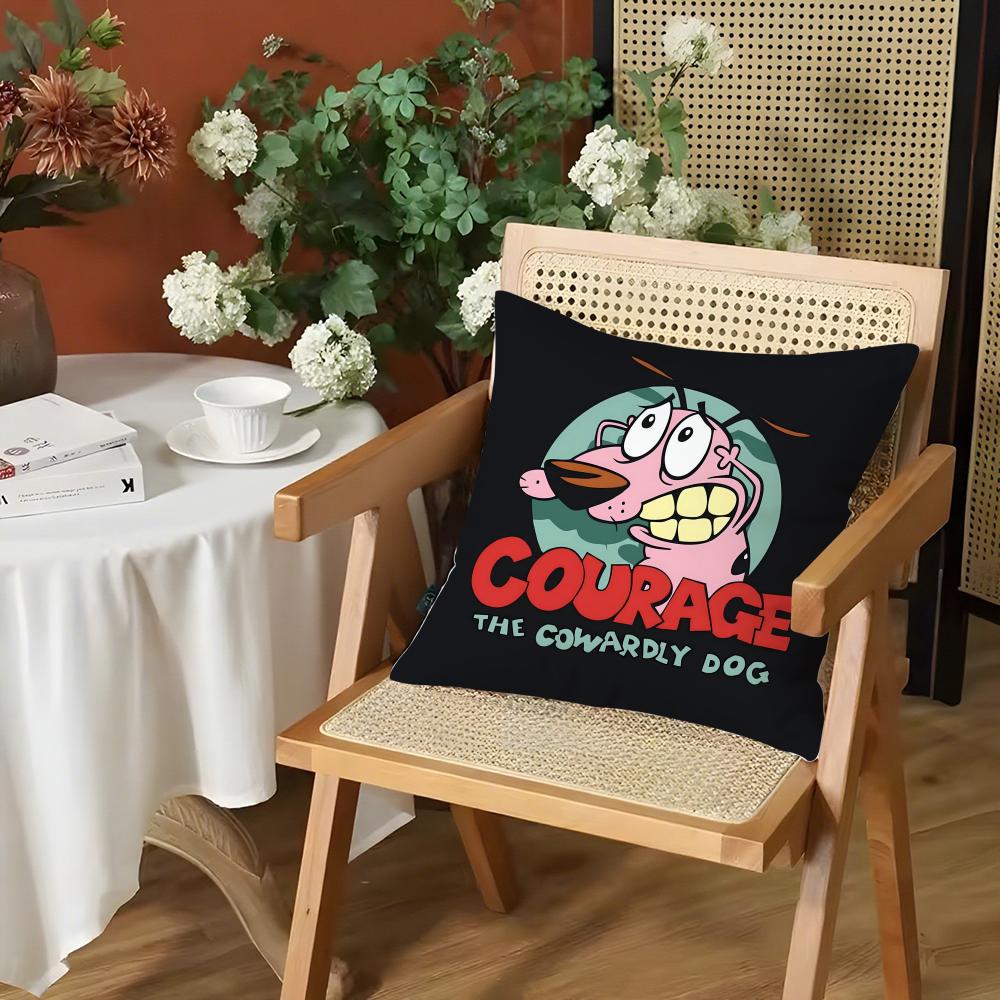 

CCourage CCowardly Dog Cushion Cover Silky Short Plush Invisible Zipper Dustproof Sofa Pillow Case for Home Decor 30x30cm