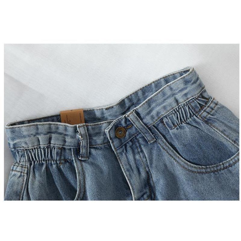 Elastic High Waisted Denim Shorts for Women Korean Version Loose Wide Leg Shorts