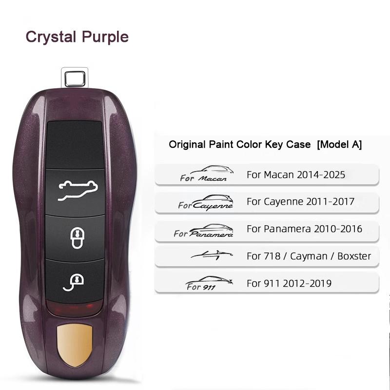 For Porsche Cayenne Mancan Panamera 911 718 Boxster Cayman Taycan 2010-2024 Car Key Paint Case Bordeaux Red Shell Replacement