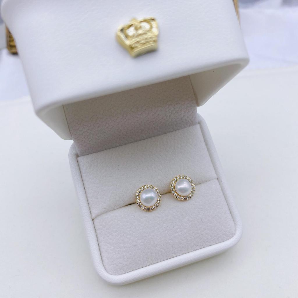 Simple Freshwater Pearl Earrings with Real Gold Electroplated S925 Needle - Cute & Petite Design