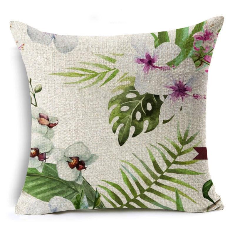 New Flax Tropical Flower Plant Flamingo Hibiscus Flower Pillowcase Cushion Cover