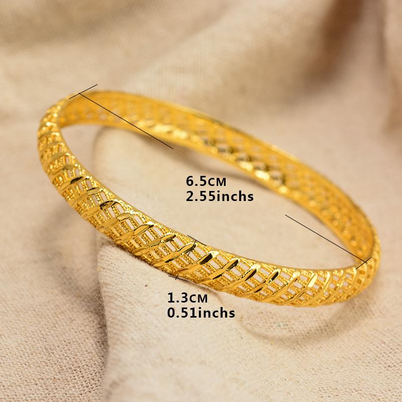 African Gold Color Shiny Bangles for Women Girls Dubai Circle  Bride Wedding Bracelet Ethiopian Jewelry