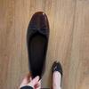 Versatile Flat-bottomed Bow Round-headed Ladyshoes Lazy One-pedal Commuter Ballet Shoes Patent Leather Single Shoes