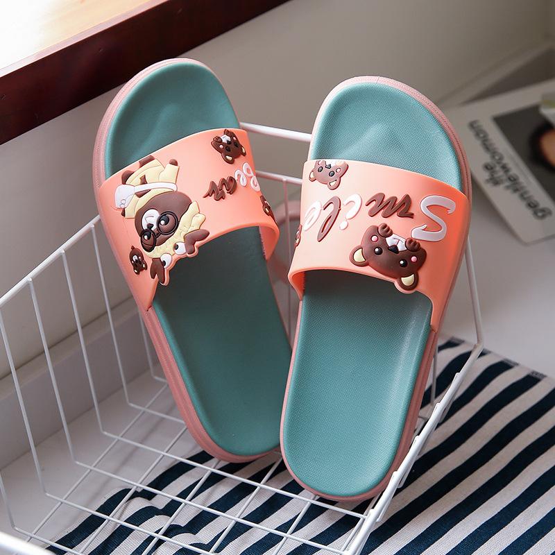 Hausschuhe Damen tragen dicksohlige Sommer Zuhause Indoor Zuhause Damenschuhe Mode Cartoon rutschfest coole Hausschuhe