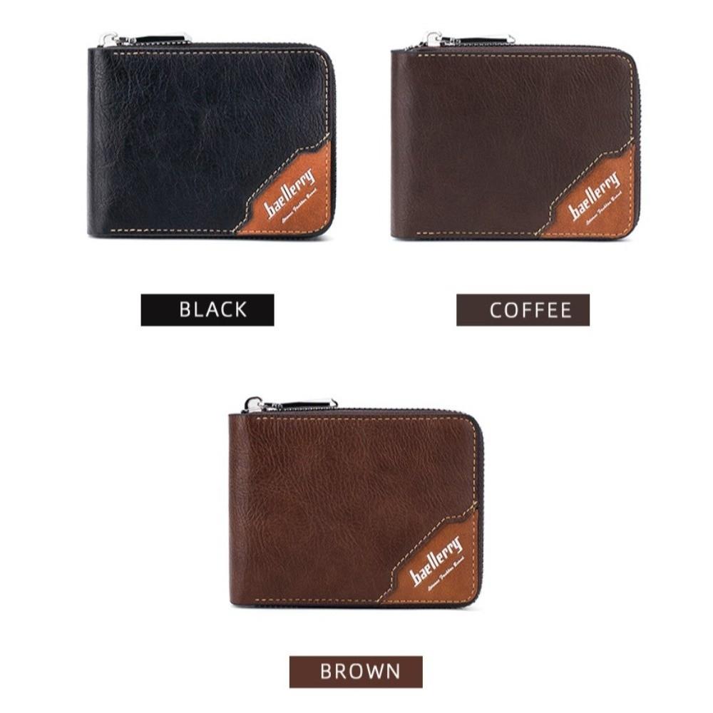 Leather Anti-theft Cash Bag Zipper Card Bag Pocket Purse Casual Men's Short Wallet  Business