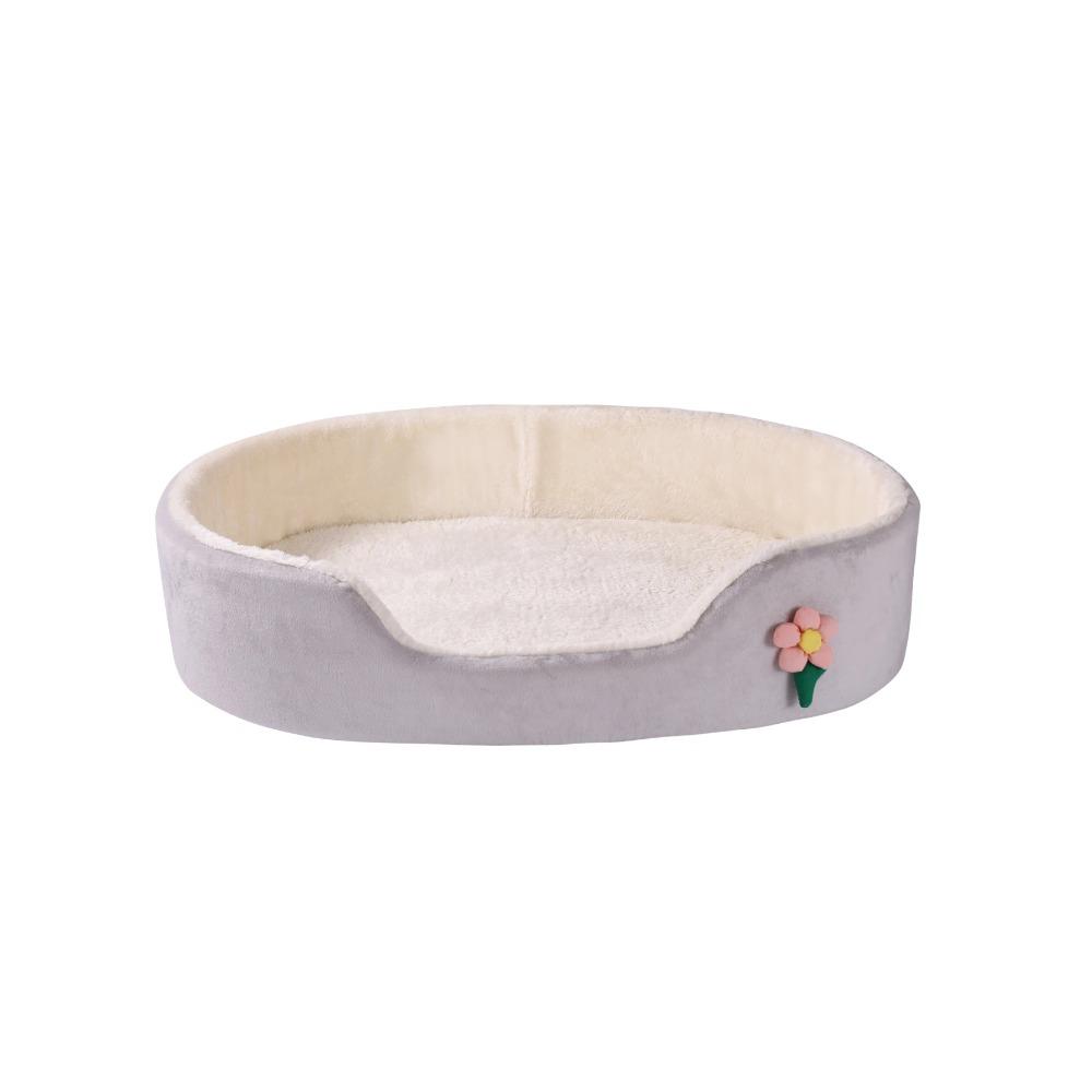 

Мягкая весенне-осенняя собачья кровать для маленькой собаки, домик, диван, кошачья кровать, дышащая цветочная лежанка для домашних животных, аксессуары для собак S 40x30cm серый
