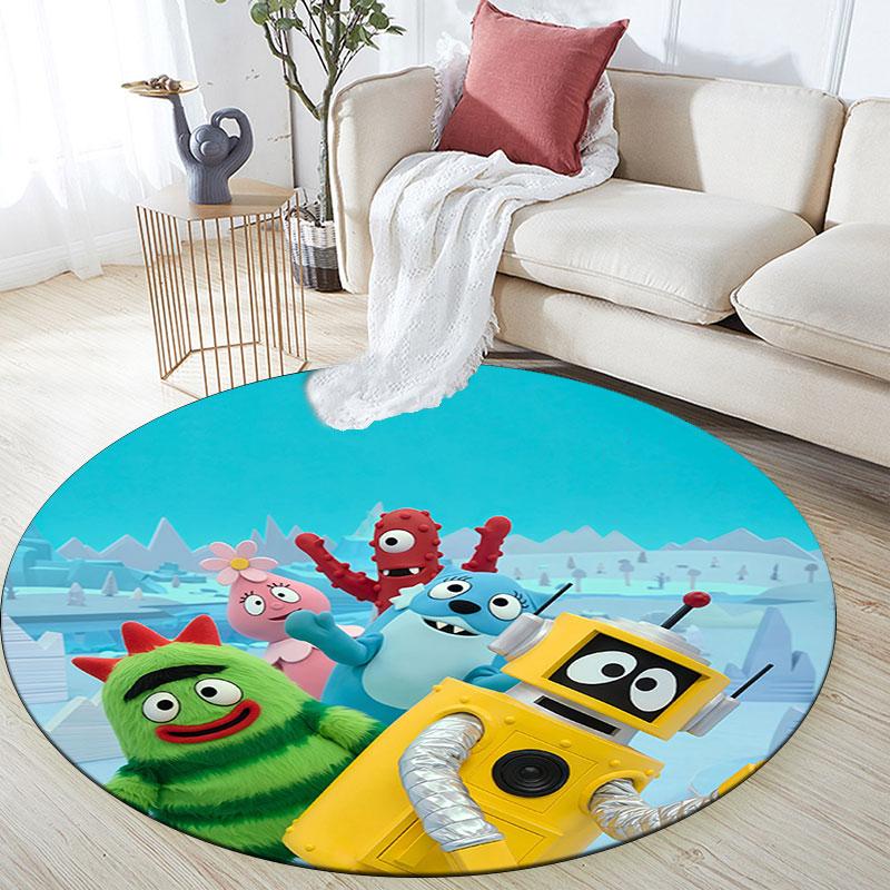 Yo Gabba Gabba!,Round Area Rug,Carpet Rug for Living Room Bedroom Sofa Playroom Decor,Non-slip Floor Mat