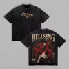 Vintage Anime Hellsing T-shirt Alucard Vintage Y2k Gewassen T-shirt voor Mannen Vrouwen Kleding Hoge Kwaliteit Oversized Katoenen T-shirts Tops
