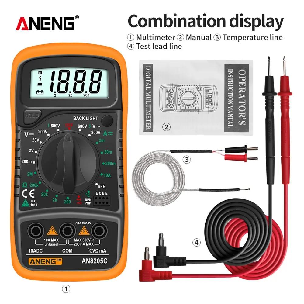 ANENG AN8205C Multimetro Tester Meter With Volt Ohm Digital Multimeter AC/DC Ammeter Thermocouple LCD Backlight Portable