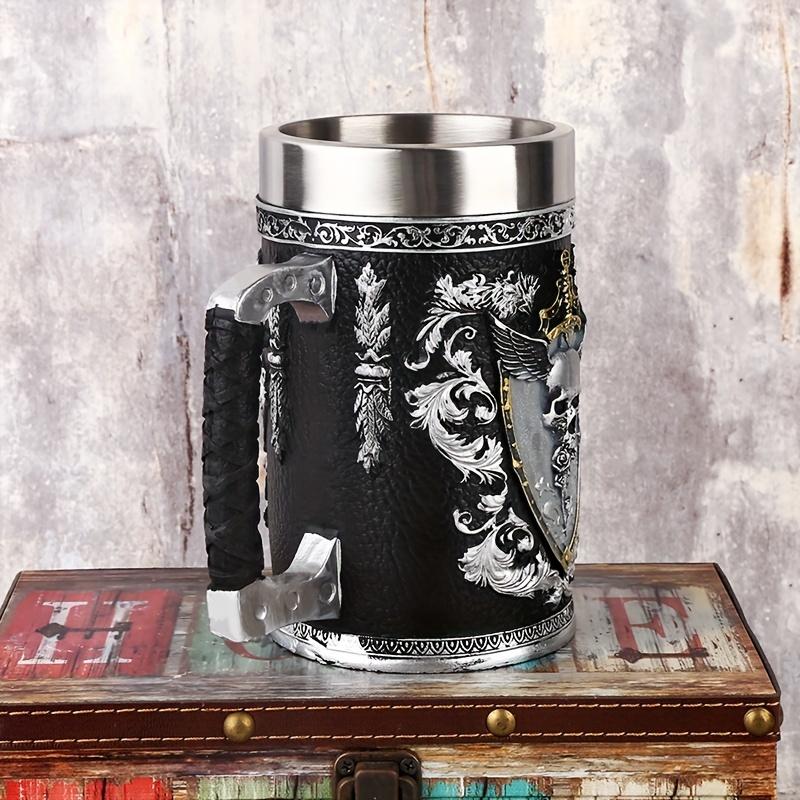 1 stk Dødningehode Engel Ølkrus Resin Relieff Skjelett Engel Sverd Krus Rustfritt Stål Innside Vann Kaffekopp Kreativt Herre Vinglass Egnet For Familier