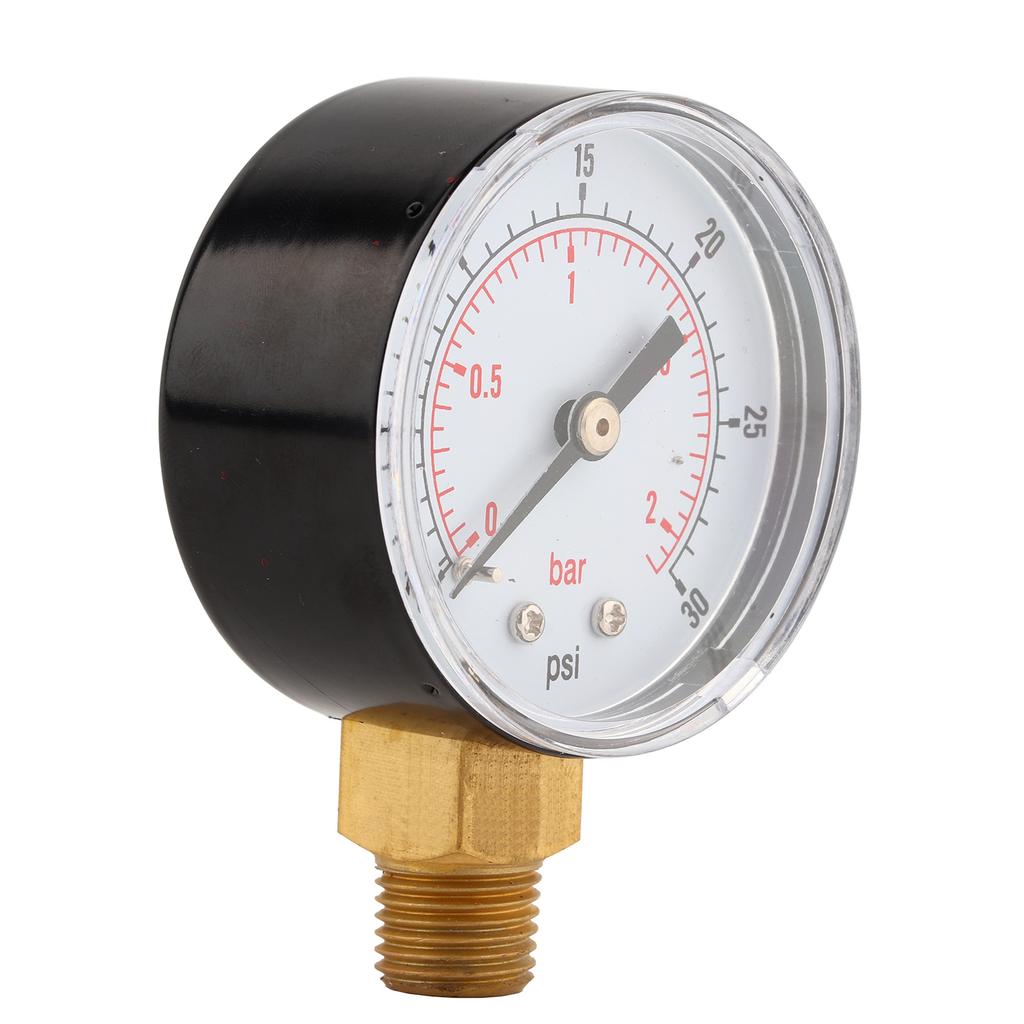 Pressure Gauge 50mm 1Celsius4 BSPT Brass Thread for Fuel   Oil Gas Water (0-15PSI 0-1Bar)