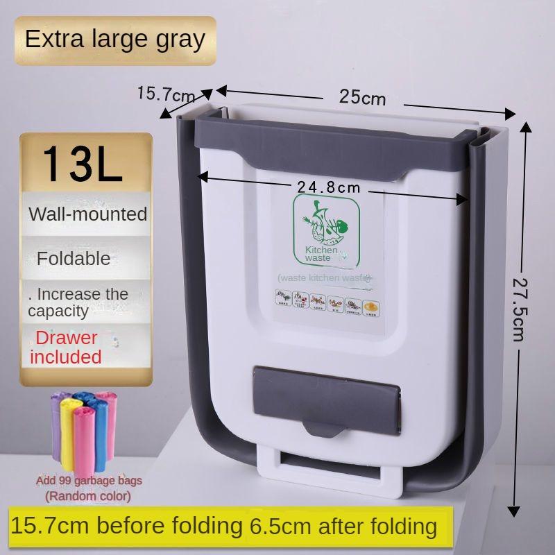 

Кухонный складной мусорный бак, дверной шкаф, настенный мусорный бак, многофункциональный, экономящий труд, не наклоняясь XL