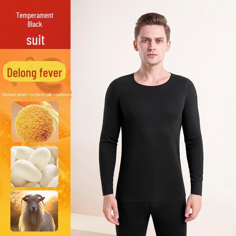 Herren- und Damen-Thermo-Unterwäsche-Set aus deutschem Kaschmir - Seiden-Unterhemd & Kälteabweisende Hose für Herbst/Winter