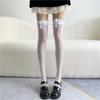 Weiße Seidenstrümpfe mit Schleife Damen Japanische JK Overknee-Strümpfe Sexy Spitze Hoher Oberschenkel Netzstrümpfe Lange Lolita-Socken