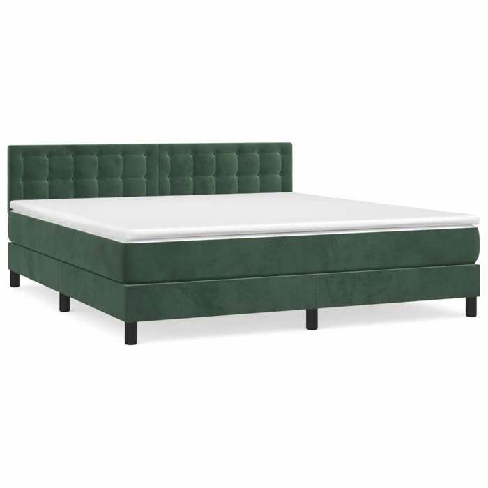 3141560 vidaXL Divan Bed and Mattress Dark Green 180x200cm Velvet