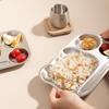 Multi Grids Children's Tableware Square Shaped Stainless Steel Plate  Kindergarten School