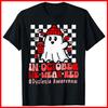 I Wear Red Dyslexia Awareness Month Ghost Halloween Black Cotton T-Shirt S-5XL