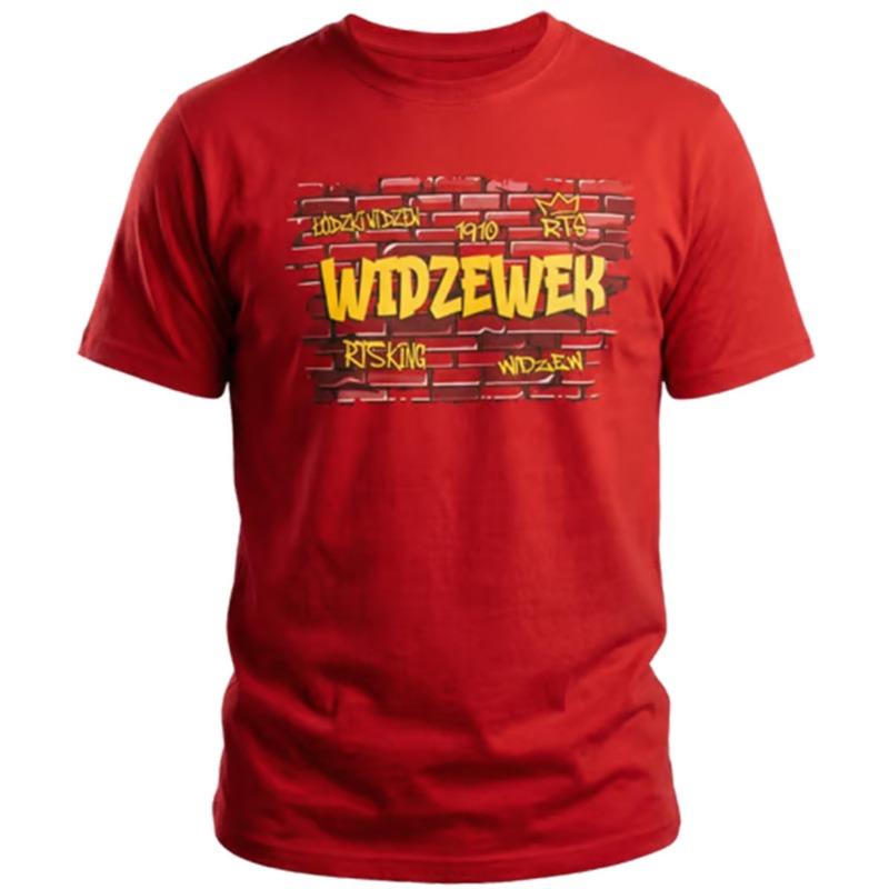 Widzew Łódź Men's T-Shirt Minimal Chest Logo Print Multi Color Loose Fit Crew Neck Casual Top for Poland Football Fans