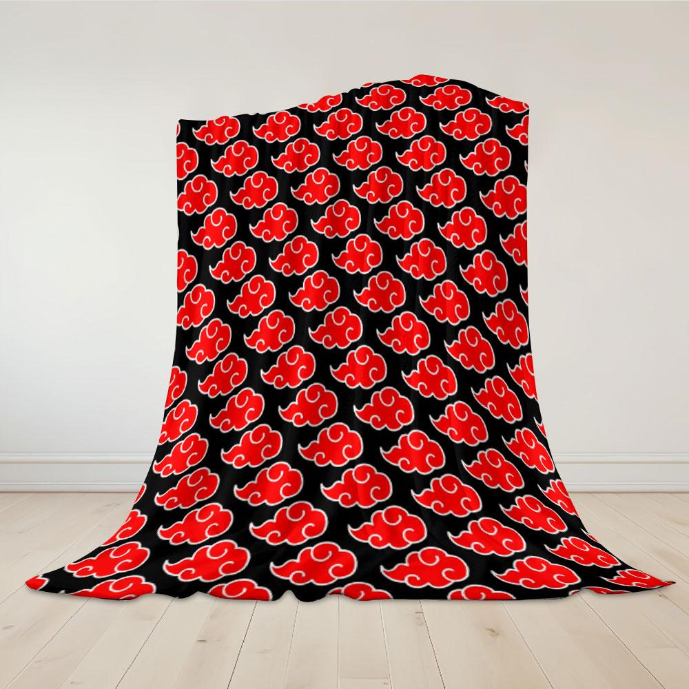 Anime Red Cloud Ditsy Flannel Blanket Warm Soft Halloween Christmas Couch Warm Cozy Decorative Decor Gift for All Season