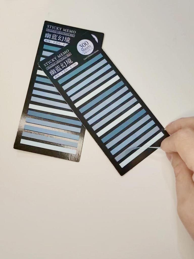 Ultra-Thin Transparent Sticky Notes, Fluorescent Style - 300 Index Marking Stickers for Students