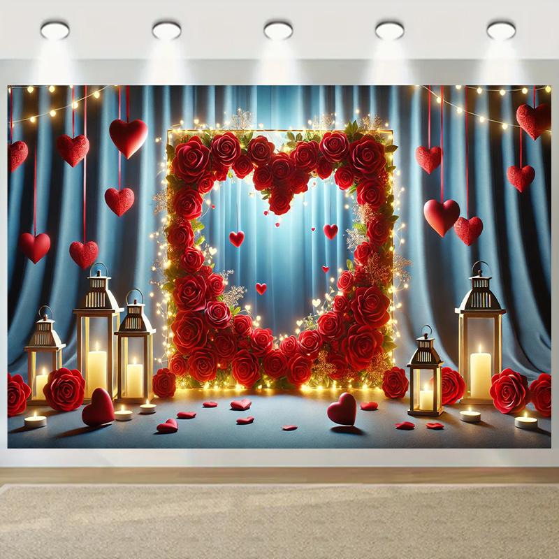 1 romantischer Rosen-Herz-Hintergrund, vielseitige Event- und Filmdekoration