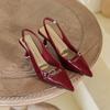 Women's Stiletto SandalsPointed Single Shoe Female Patent Leather Solid Color Fashion Simple All-match Womens Shoes Autumntime