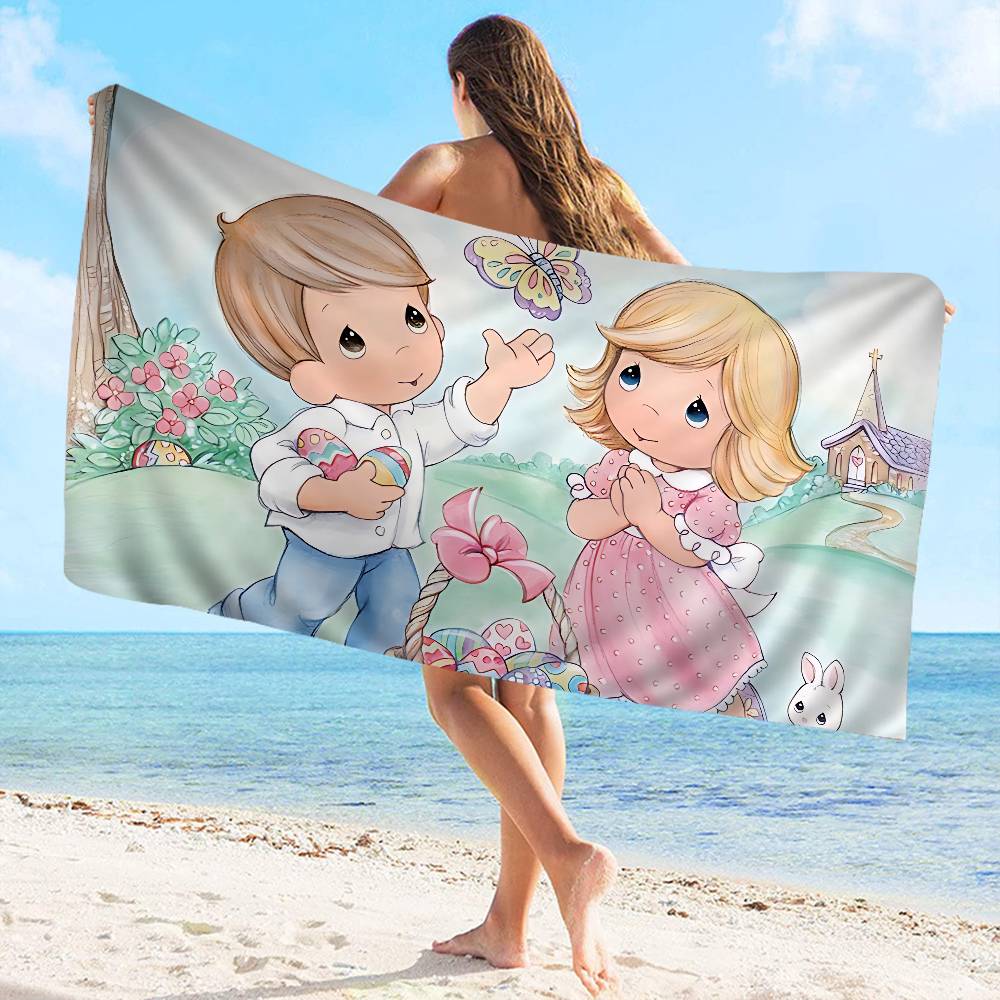 

Precious Moments Милое Микрофибровое Одеяло Быстросохнущие Пляжные Полотенца Большой Размер Печать Супер Впитывающее Полотенце-Одеяло для Бассейна W30*H60(CM)