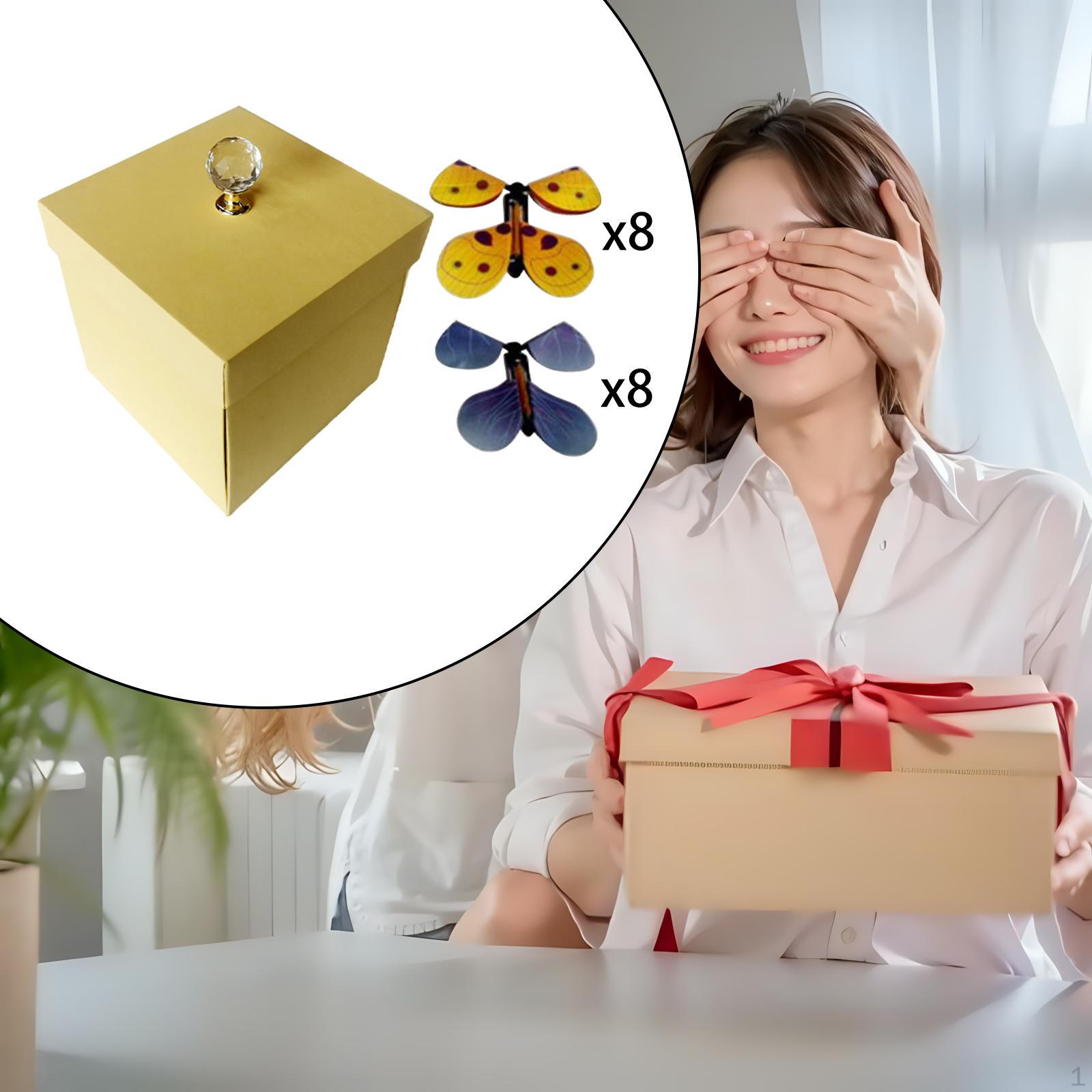 

Подарочная коробка с бабочками, летающая ручной работы, с 8 бабочками, украшения ко Дню матери жёлтый