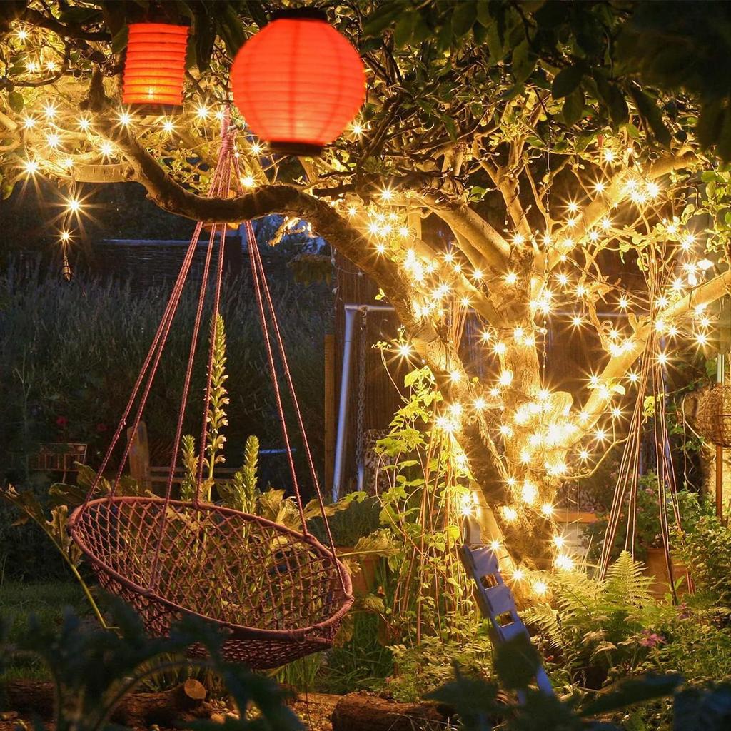 Solar LED String Lights, Outdoor Waterproof, 50 Bulbs, 7M, 8 Modes, Automatic Nighttime Lighting, Multifunctional Decoration
