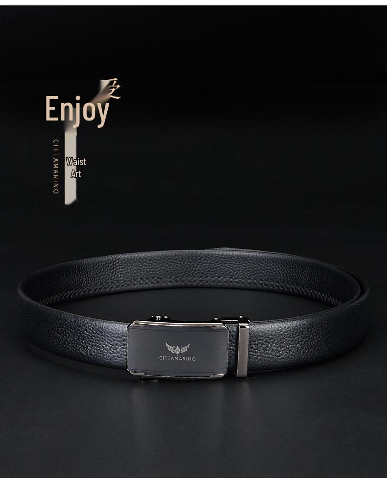 Pánský kožený opasek Armani z pravé kůže s automatickou sponou, vrchní vrstva hovězí kůže pro business casual