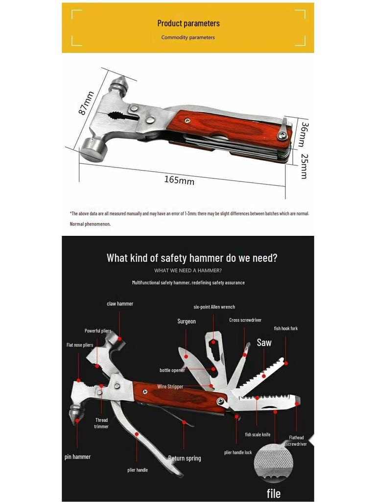 Multifunctional Car Safety Hammer: Emergency Escape Tool, Window Breaker, and Firefighting Aid