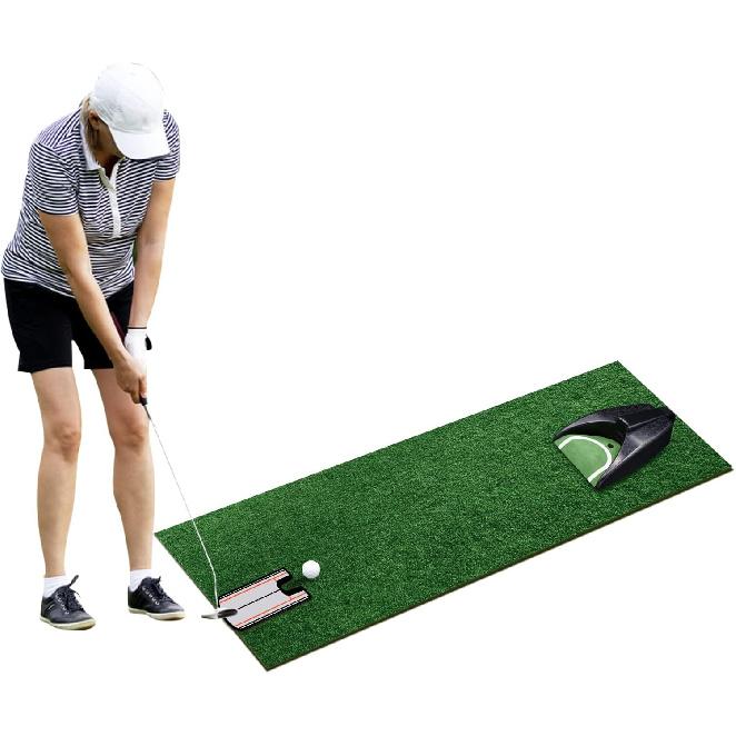 Golf Putting Alignment Mirror with Putting Cup Combo, Portable Putting Training Aids, Practice Putting Trainer with Hole Cup Set, Mirror Size 12”L