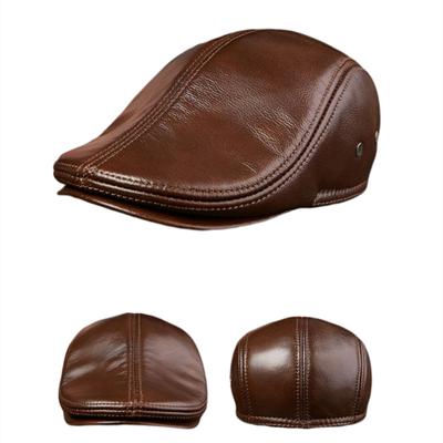 Gorro de lengua de pato cálido con protección auditiva para otoño e invierno para hombres de mediana edad y ancianos, color sólido, sencillo