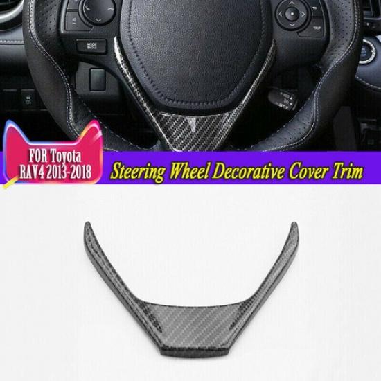 Carbon Fiber ABS Steering Wheel Decorative Cover Trim For Toyota RAV4 2013-2018
