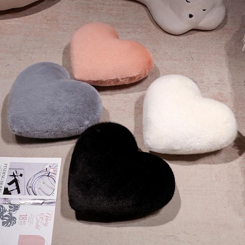 Mink Fur Heart Plush Pillows Lovely Soft Stuffed Cartoon Homedecor Cushion Office Nap Chair Plush Pillow Birthday Christmas Gift