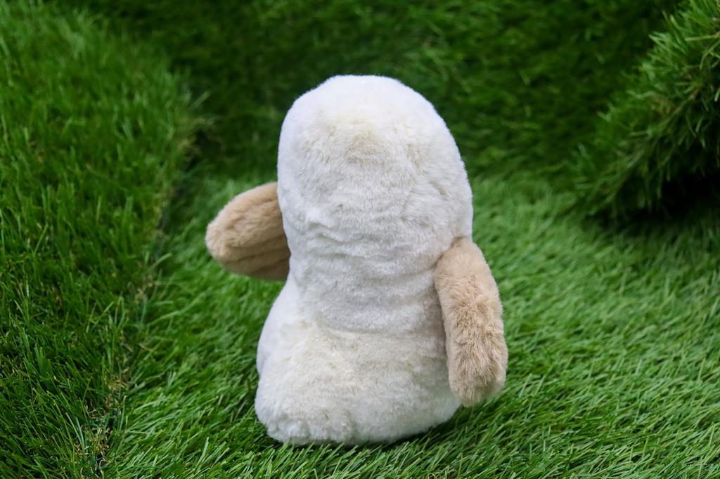 Take Off Flapping Owl S - Adorable owl plush toy with wings spread and flapping, beige [with music box]